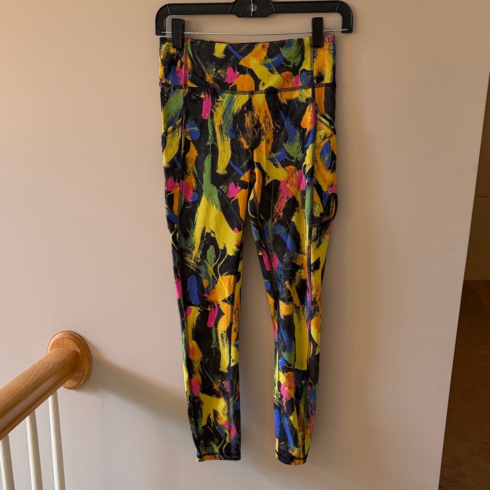 lululemon athletica Multicolor Splash Print Leggings - Black, Yellow, Blue